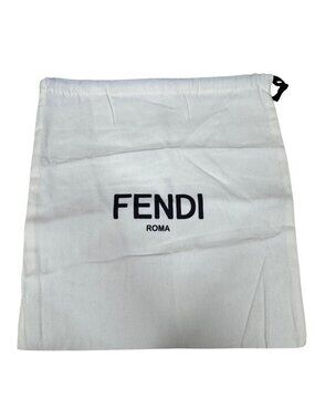 Fendi Roma Cream Dust Bag Pouch Drawstring with Black Logo 12" X 11" Authentic